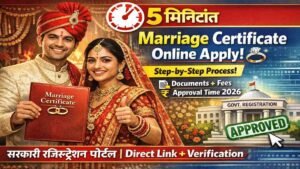 फक्त ५ मिनिटांत विवाह प्रमाणपत्रासाठी ऑनलाइन अर्ज कसा करावा येथे बघा.