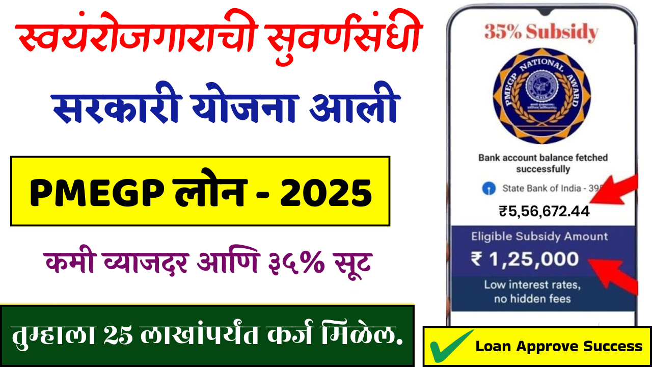 PMEGP लोन 2025: कमी व्याजदरात २५ लाखांपर्यंत कर्ज मिळवा, ३५% अनुदान फक्त तुमच्यासाठी!