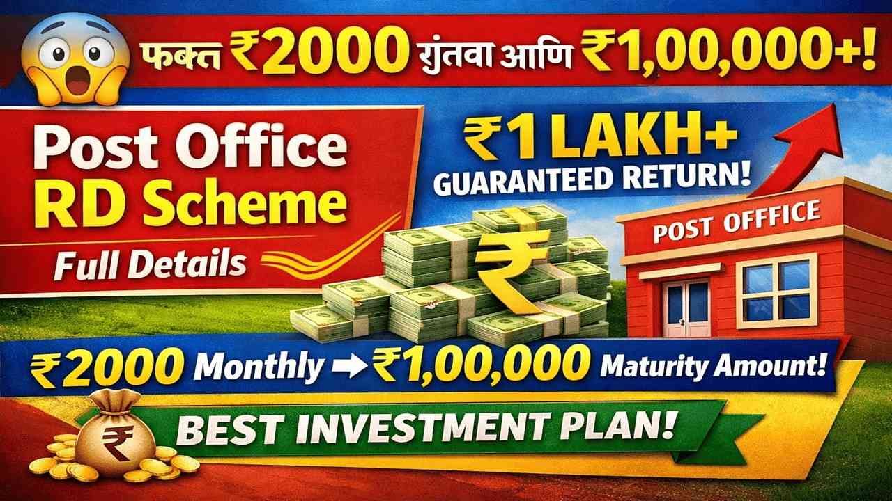 फक्त ₹2000 गुंतवा, ₹1 लाखांपेक्षा जास्त मिळवा! पोस्ट ऑफिस RD योजना समजून घ्या.