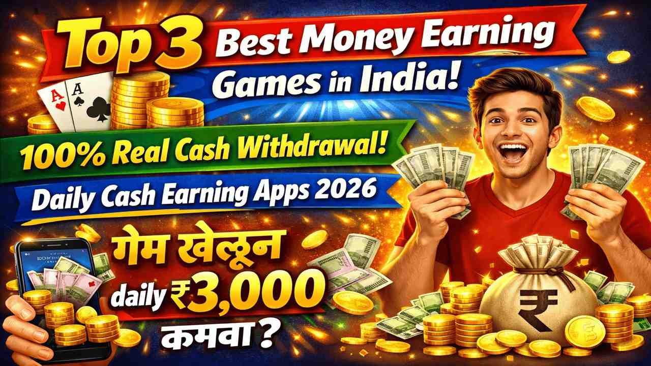 🎮 गेम खेळून दररोज ₹3,000 कमवा? Top 3 Real Money Games 2026! । Top 3 Best Money Earning Games in India (100% Real Cash Withdrawal)