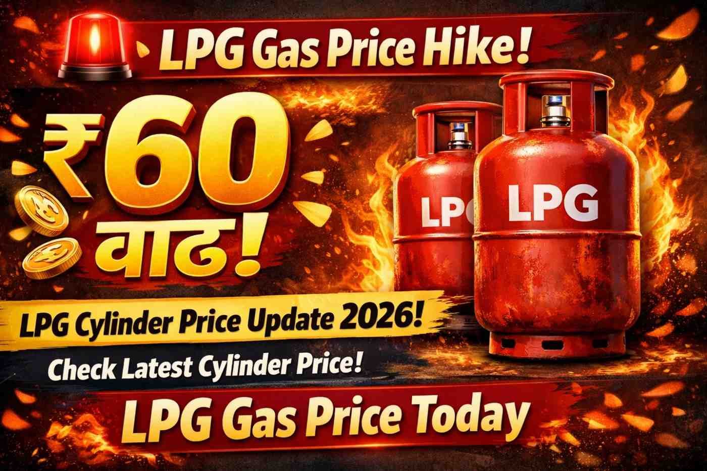 LPG घरगुती सिलिंडर ₹60 महाग – आजपासून नवीन दर लागू | तुमच्या शहराची किंमत तपासा