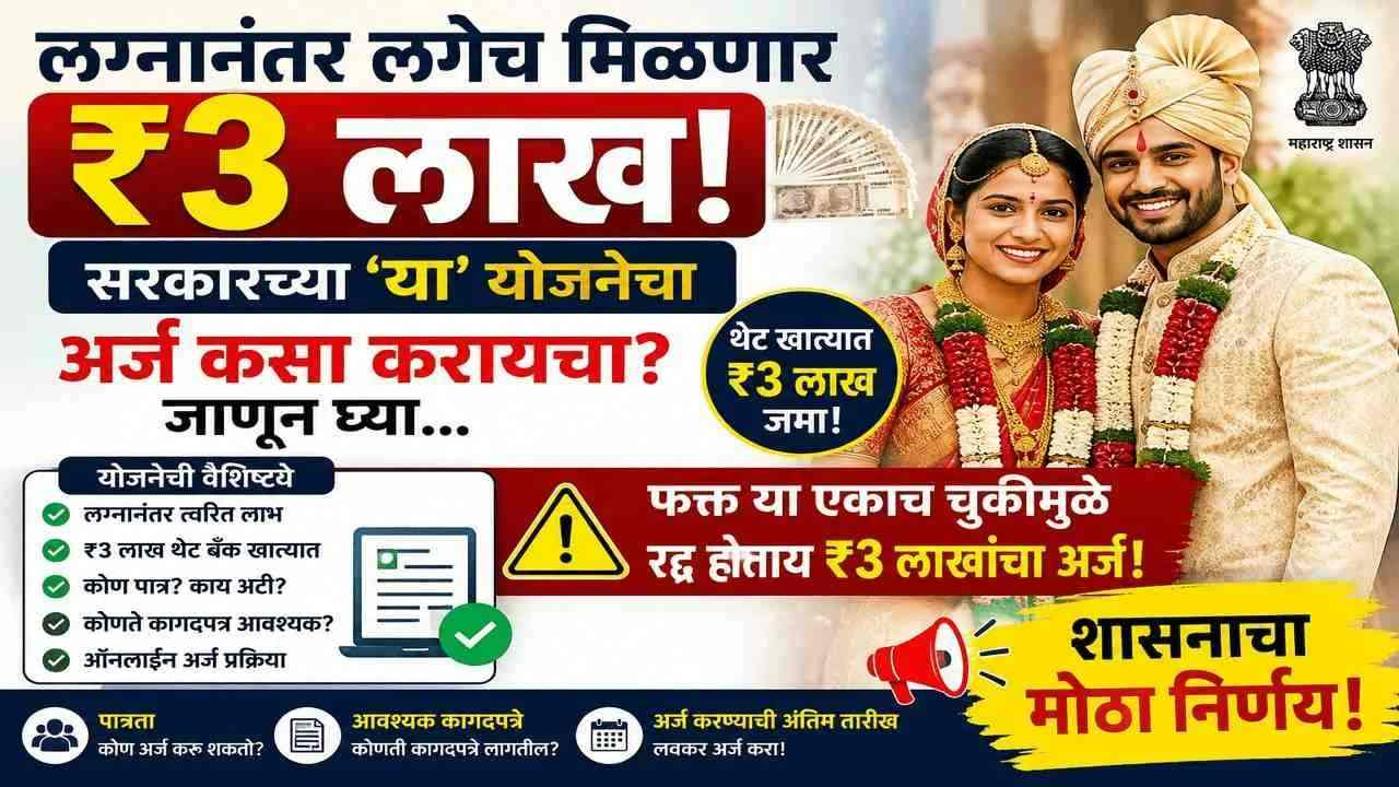 लग्नानंतर लगेच मिळणार ₹३ लाख! सरकारच्या 'या' योजनेचा अर्ज कसा करायचा? जाणून घ्या...